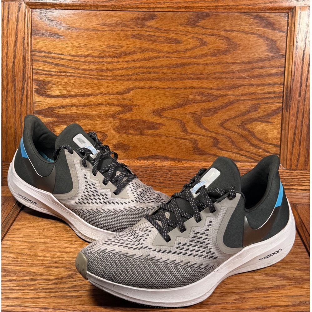 Nike Zoom Winflo 6 Mens Running Shoes Black Grey Blue Size 12
